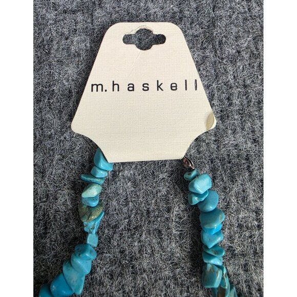 M. Haskell Turquoise Bead Necklace Western Style With Rhinestone Spacer Bar 27" - Picture 2 of 6